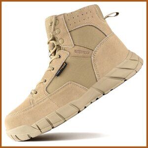 Men's 6 Inch Waterproof Suede Leather Tactical Hiking Boots Lightweight